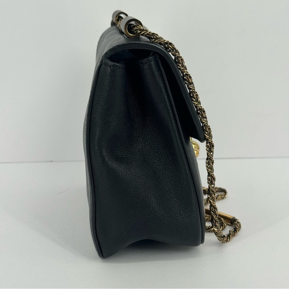 Chloe Elsie Black Leather Crossbody Bag Small Gold Chain Hardware With Dustbag - Picture 8 of 16